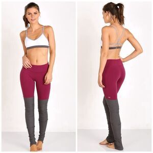 ALO Medium Goddess Ribbed Legging Berry/Stormy Heather